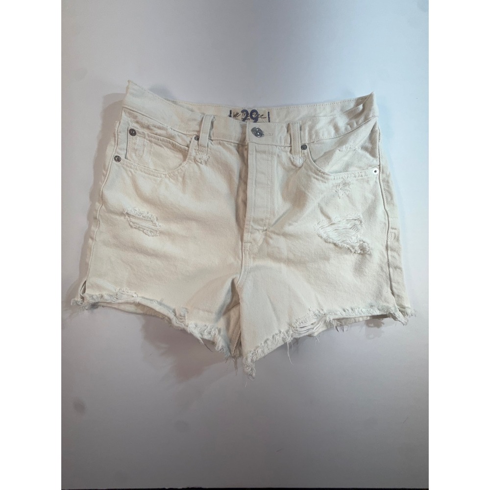 Free People We The Free Makai Distressed Denim Shorts Off White Cream 29